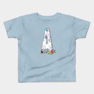 Name Initial Letter A with a Budgerigar Kids T-Shirt